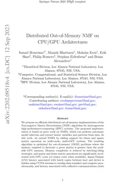 Distributed Out-of-Memory NMF on CPU/GPU Architectures