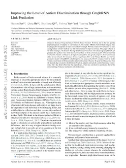 Improving the Level of Autism Discrimination through GraphRNN Link
  Prediction