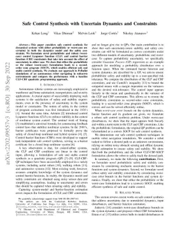 Safe Control Synthesis with Uncertain Dynamics and Constraints