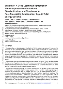 Echofilter: A Deep Learning Segmentation Model Improves the Automation,
  Standardization, and Timeliness for Post-Processing Echosounder Data in Tidal
  Energy Streams