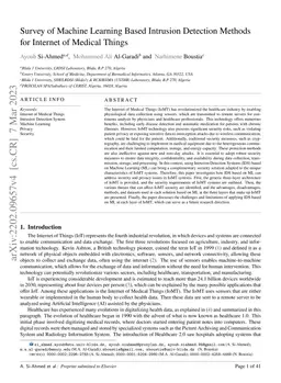 Survey of Machine Learning Based Intrusion Detection Methods for
  Internet of Medical Things