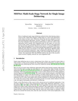MSSNet: Multi-Scale-Stage Network for Single Image Deblurring