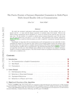 The Pareto Frontier of Instance-Dependent Guarantees in Multi-Player
  Multi-Armed Bandits with no Communication