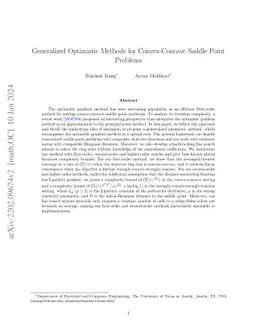 Generalized Optimistic Methods for Convex-Concave Saddle Point Problems