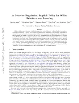 A Behavior Regularized Implicit Policy for Offline Reinforcement
  Learning