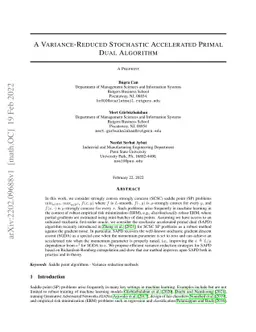 A Variance-Reduced Stochastic Accelerated Primal Dual Algorithm