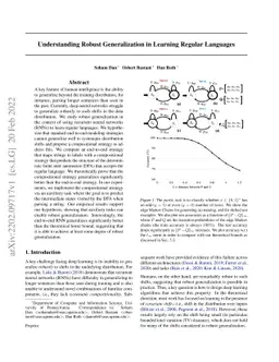 Understanding Robust Generalization in Learning Regular Languages