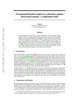 Overparametrization improves robustness against adversarial attacks: A
  replication study