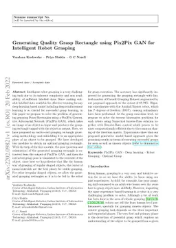 Generating Quality Grasp Rectangle using Pix2Pix GAN for Intelligent
  Robot Grasping