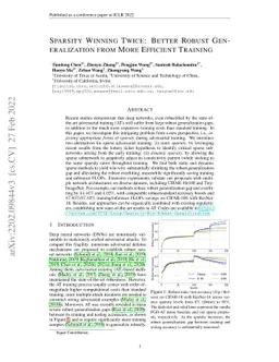 Sparsity Winning Twice: Better Robust Generalization from More Efficient
  Training