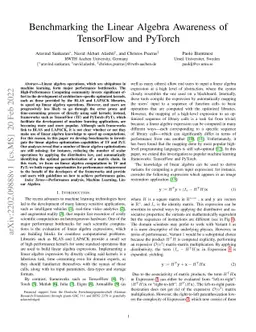 Benchmarking the Linear Algebra Awareness of TensorFlow and PyTorch