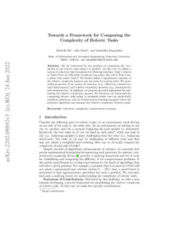 Towards a Framework for Comparing the Complexity of Robotic Tasks