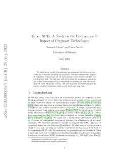 Green NFTs: A Study on the Environmental Impact of Cryptoart
  Technologies