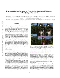 Leveraging Bitstream Metadata for Fast, Accurate, Generalized Compressed
  Video Quality Enhancement