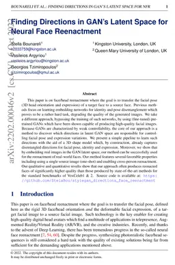 Finding Directions in GAN's Latent Space for Neural Face Reenactment