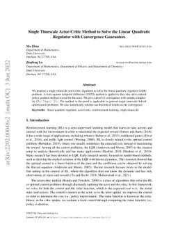 Single Time-scale Actor-critic Method to Solve the Linear Quadratic
  Regulator with Convergence Guarantees