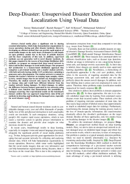 Deep-Disaster: Unsupervised Disaster Detection and Localization Using
  Visual Data