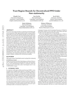 Trust Region Bounds for Decentralized PPO Under Non-stationarity