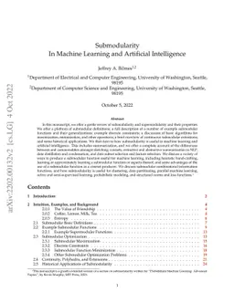 Submodularity In Machine Learning and Artificial Intelligence