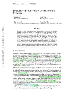 Fortuitous Forgetting in Connectionist Networks