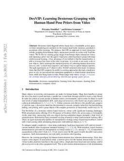 DexVIP: Learning Dexterous Grasping with Human Hand Pose Priors from
  Video