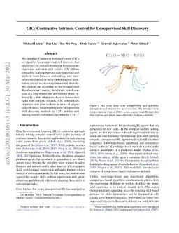CIC: Contrastive Intrinsic Control for Unsupervised Skill Discovery