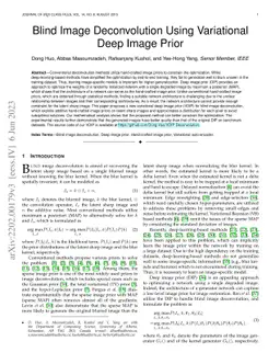 Blind Image Deconvolution Using Variational Deep Image Prior