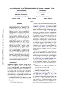 Active Learning Over Multiple Domains in Natural Language Tasks