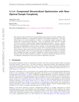 DoCoM: Compressed Decentralized Optimization with Near-Optimal Sample
  Complexity
