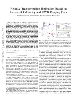 Relative Transformation Estimation Based on Fusion of Odometry and UWB
  Ranging Data