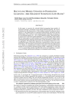 Recycling Model Updates in Federated Learning: Are Gradient Subspaces
  Low-Rank?