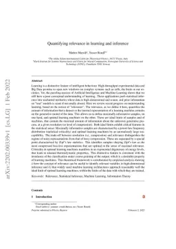 Quantifying Relevance in Learning and Inference