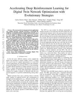 Accelerating Deep Reinforcement Learning for Digital Twin Network
  Optimization with Evolutionary Strategies