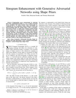 Sinogram Enhancement with Generative Adversarial Networks using Shape
  Priors