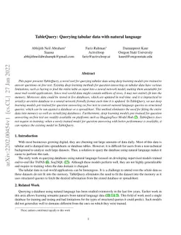 TableQuery: Querying tabular data with natural language