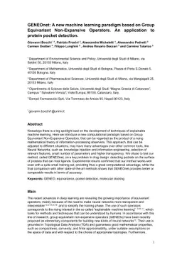 GENEOnet: A new machine learning paradigm based on Group Equivariant
  Non-Expansive Operators. An application to protein pocket detection