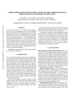 Cardiac Disease Diagnosis on Imbalanced Electrocardiography Data Through
  Optimal Transport Augmentation
