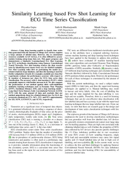 Similarity Learning based Few Shot Learning for ECG Time Series
  Classification