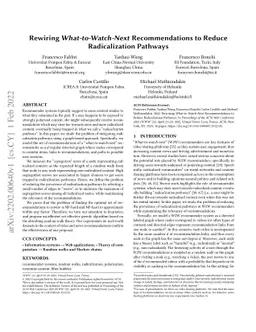 Rewiring What-to-Watch-Next Recommendations to Reduce Radicalization
  Pathways
