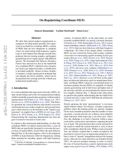 On Regularizing Coordinate-MLPs