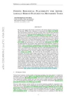 Finding Biological Plausibility for Adversarially Robust Features via
  Metameric Tasks
