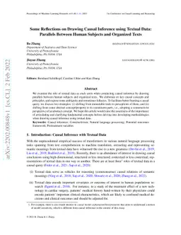 Some Reflections on Drawing Causal Inference using Textual Data:
  Parallels Between Human Subjects and Organized Texts