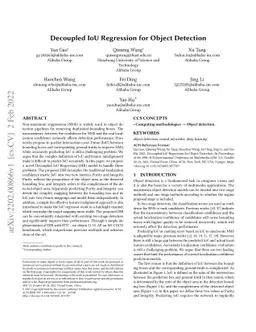 Decoupled IoU Regression for Object Detection