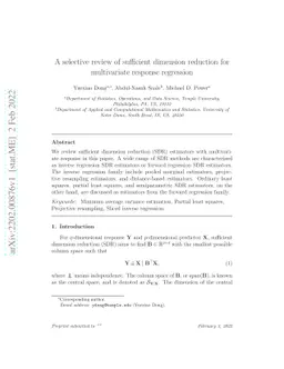 A selective review of sufficient dimension reduction for multivariate
  response regression