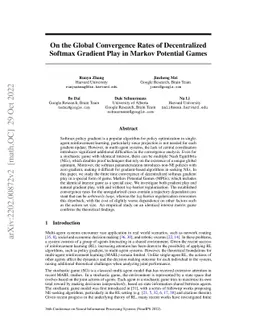 On the Global Convergence Rates of Decentralized Softmax Gradient Play
  in Markov Potential Games