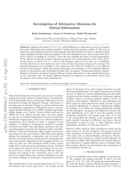 Investigation of Alternative Measures for Mutual Information