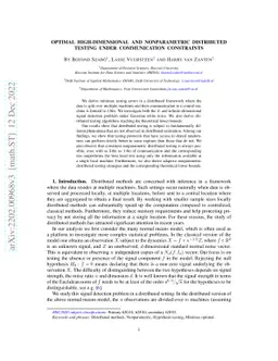 Optimal high-dimensional and nonparametric distributed testing under
  communication constraints