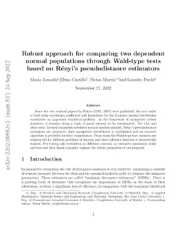 Robust approach for comparing two dependent normal populations through
  Wald-type tests based on Rényi's pseudodistance estimators