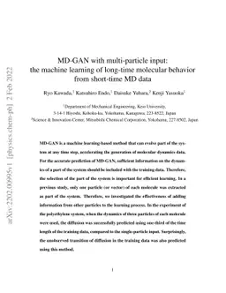 MD-GAN with multi-particle input: the machine learning of long-time
  molecular behavior from short-time MD data