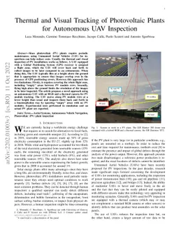 Thermal and Visual Tracking of Photovoltaic Plants for Autonomous UAV
  inspection